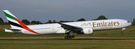Emirates Boeing 777 lifting-off from Birmingham - BHX (from the Internet)
