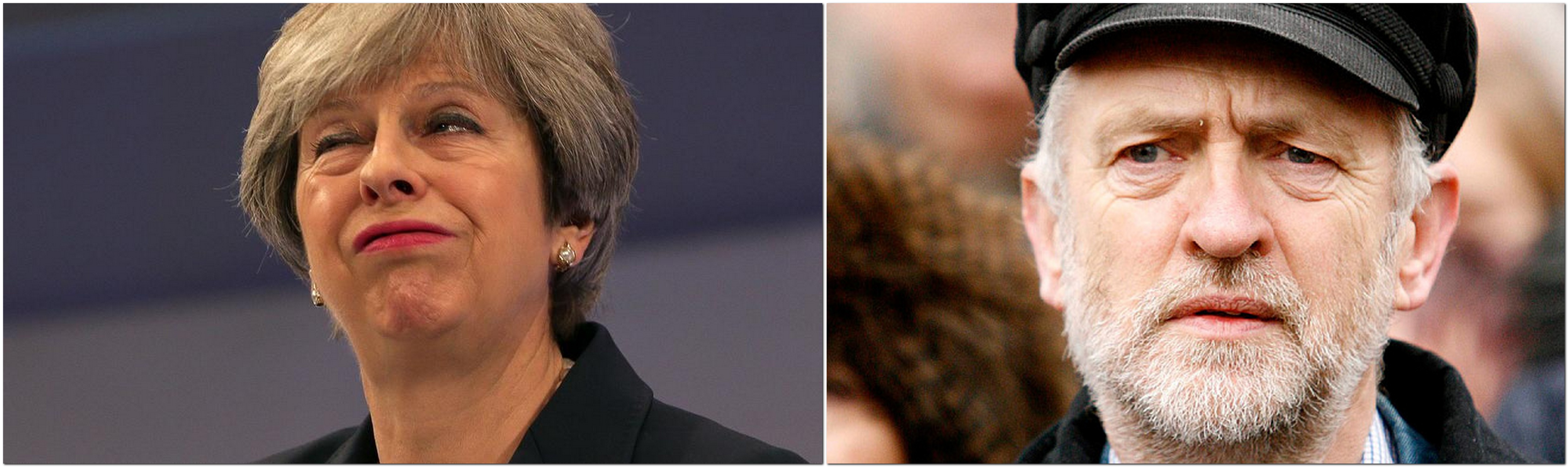 Credits: Theresa May - AFP in http://www.handelsblatt.com/politik/international/kommentar-zur-regierung-may-britische-lachnummer/20558814.html; Jeremy Hunt - https://crackmagazine.net/2017/06/theres-a-petition-to-get-jeremy-corbyn-on-stage-at-glastonbury/